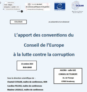 Colloque OCEAN l’apport des conventions du Conseil de l’Europe à la lutte contre la corruption